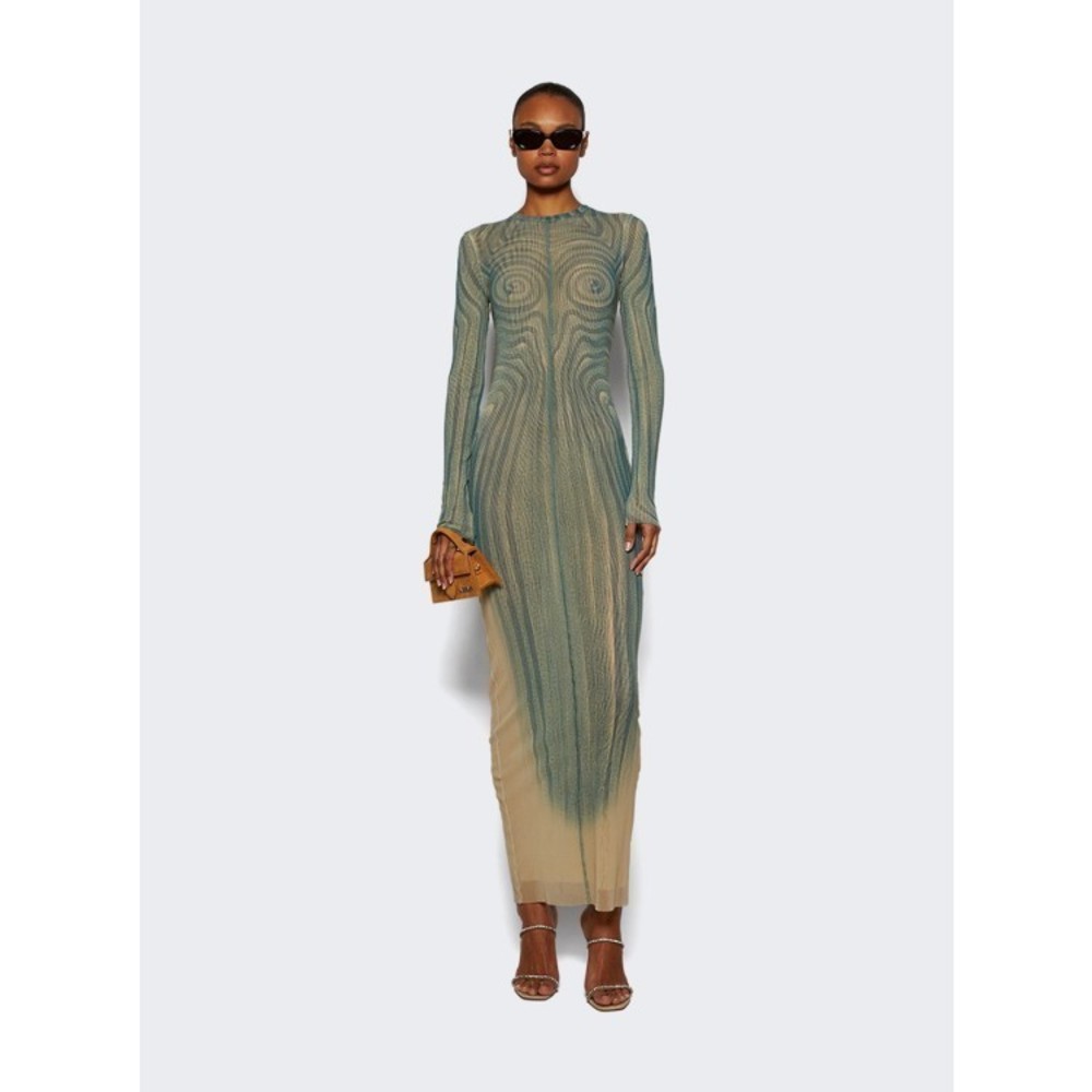 Jean Paul Gaultier Long Spiral Dress Ecru And Aqua - NWT - Picture 5 of 5
